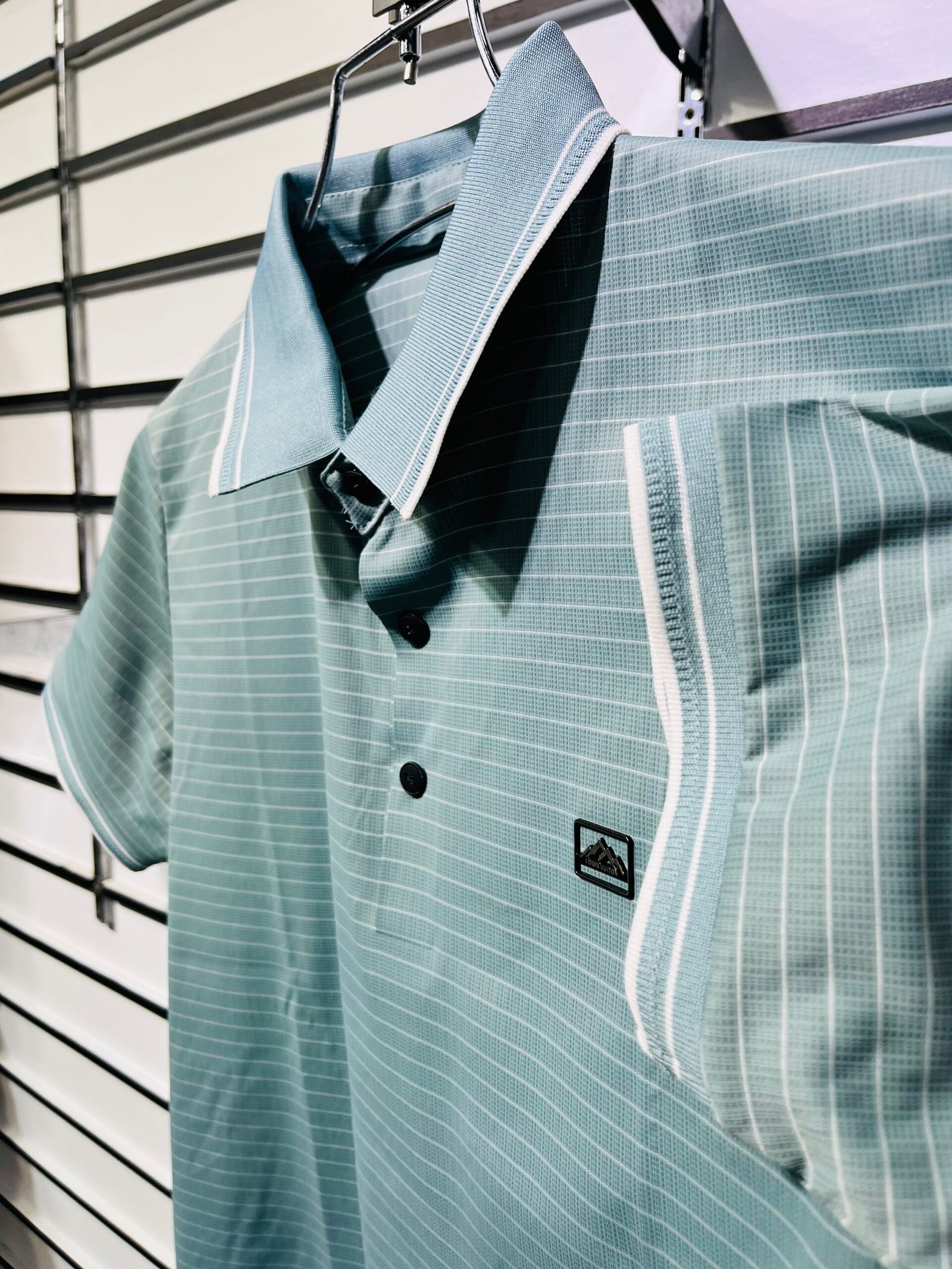 Bell's Premium Mint Green Striped Polo Shirt. - Image 3